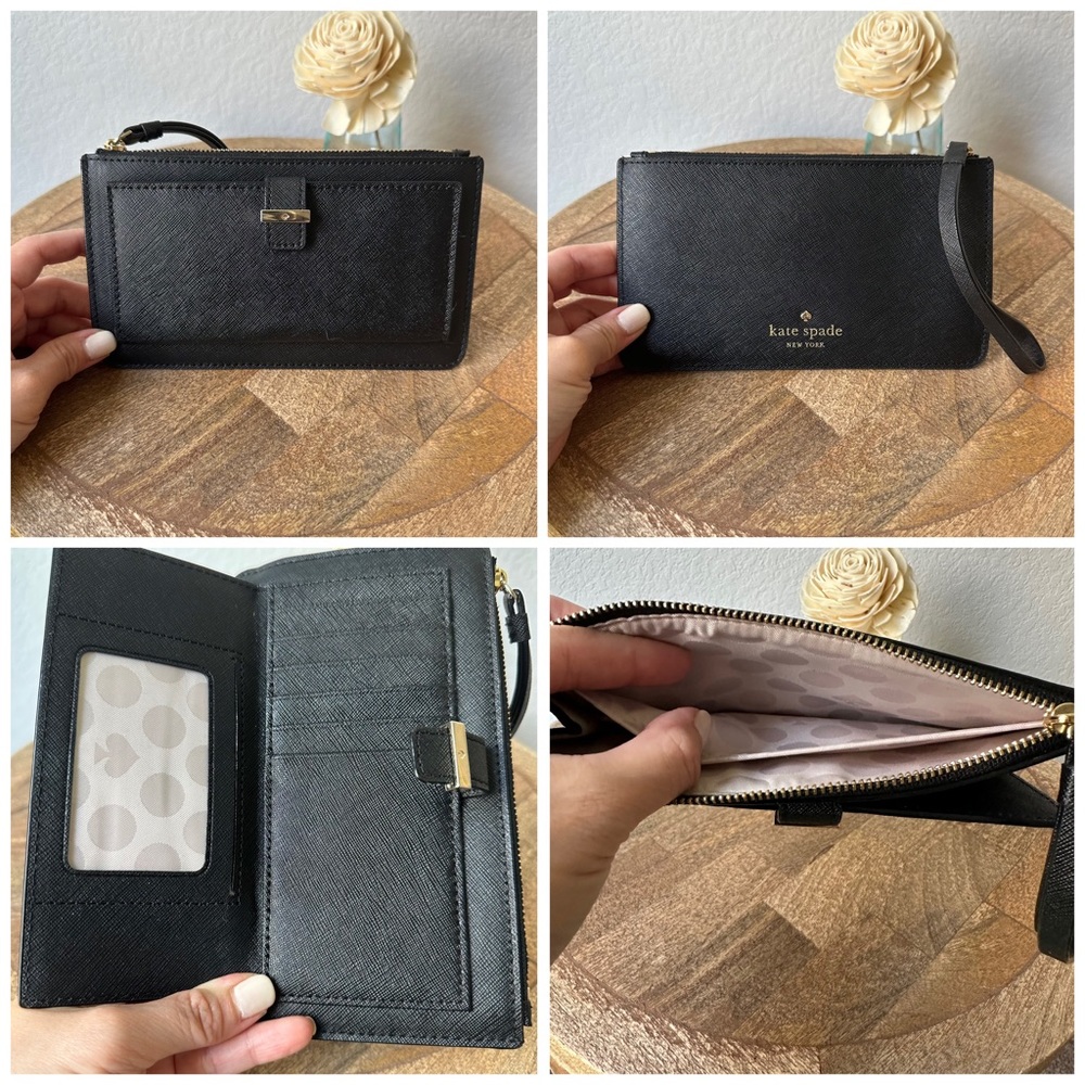 EUC Kate Spade Black Saffiano Leather Wallet Wristlet